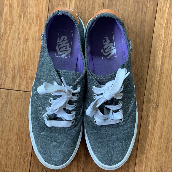 VANS Black Heathered Canvas Tie Sneakers sz 8.5 - Picture 5 of 7